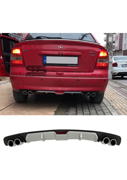 Fruens Opel Astra G Difüzör Arka Tampon Eki 4 Egzoz Çıkışlı Gri