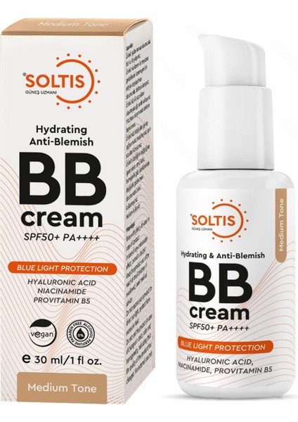 Nemlendirici ve Leke Karşıtı Bb Krem SPF50+ Pa++++ Orta Ton, 30 ml