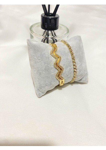 Kadın Altın Kaplama Orijinal Faturalı Kombin Bileklik Seti