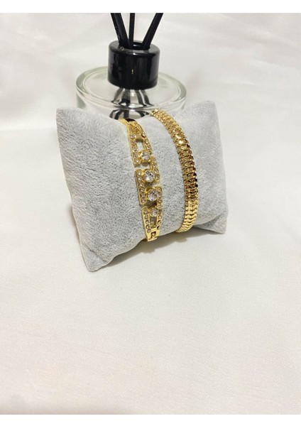 Kadın Altın Kaplama Orijinal Faturalı Kombin Bileklik Seti