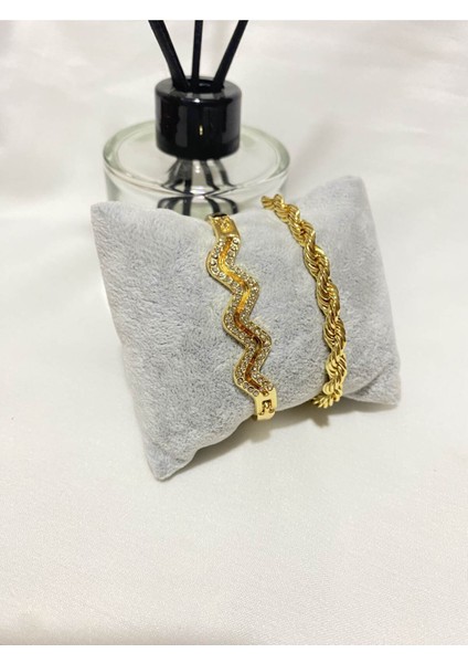 Kadın Altın Kaplama Orijinal Faturalı Kombin Bileklik Seti