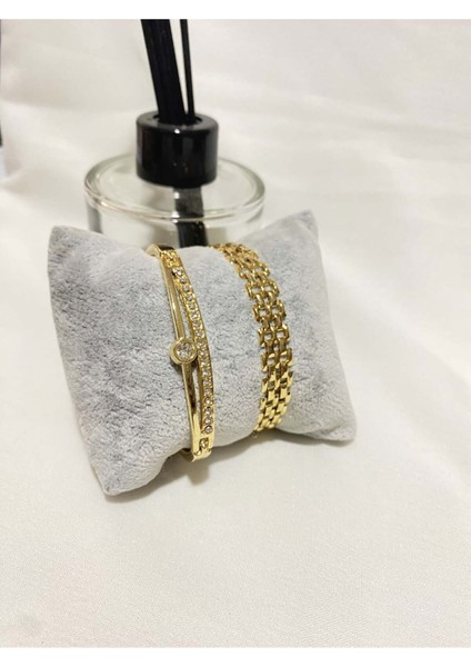 Kadın Altın Kaplama Orijinal Faturalı Kombin Bileklik Seti