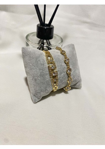 Kadın Altın Kaplama Orijinal Faturalı Kombin Bileklik Seti