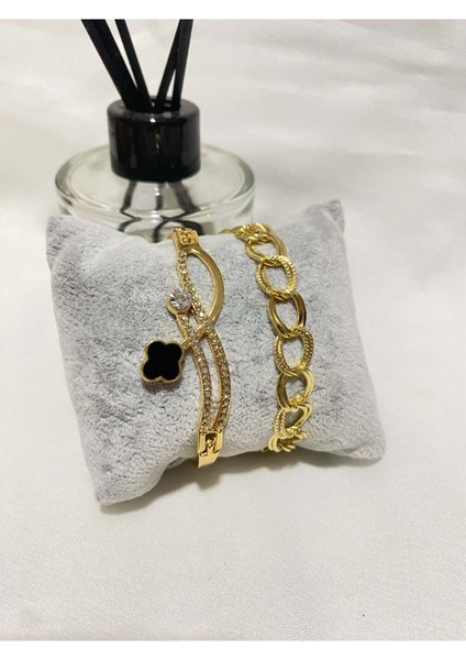 Kadın Altın Kaplama Orijinal Faturalı Kombin Bileklik Seti