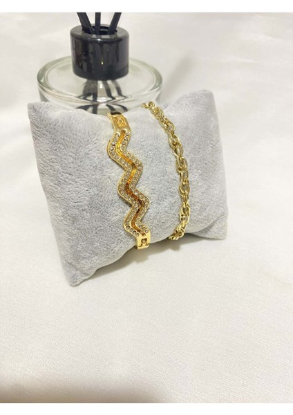 Kadın Altın Kaplama Orijinal Faturalı Kombin Bileklik Seti