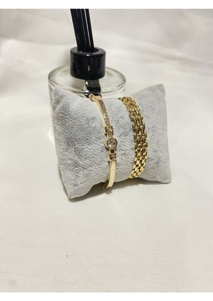 Kadın Altın Kaplama Orijinal Faturalı Kombin Bileklik Seti