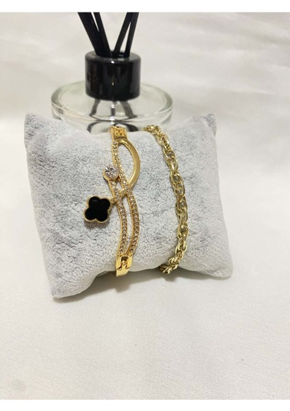 Kadın Altın Kaplama Orijinal Faturalı Kombin Bileklik Seti