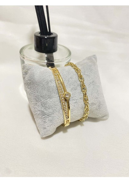 Kadın Altın Kaplama Orijinal Faturalı Kombin Bileklik Seti