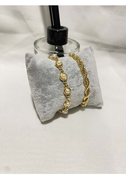 Kadın Altın Kaplama Orijinal Faturalı Kombin Bileklik Seti