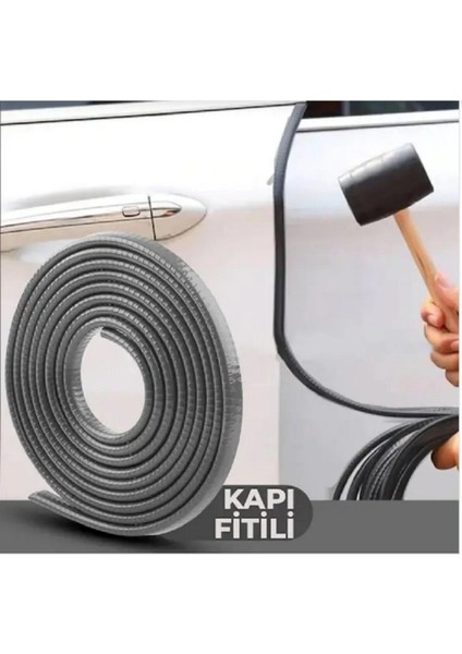 Fruens Oto Araç Kapı Koruma Fitili 5metre Parlak Gri Renk Çarpma Çizilme Önleyici Fitil