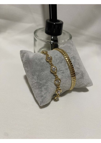 Kadın Altın Kaplama Orijinal Faturalı Kombin Bileklik Seti