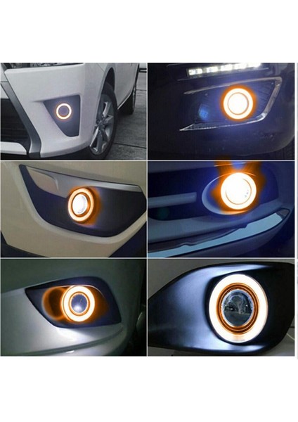 Citroen C Elysee Uyumlu, Universal Mercekli LED Angel Sis Farı, 76MM Turuncu Renk fiyatları