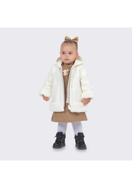 Babyhola Kız Bebek Çocuk Pamuk Astarlı Kapüşonlu Kürk Detaylı Kaşe Kaban Kışlık 13494 fiyatları