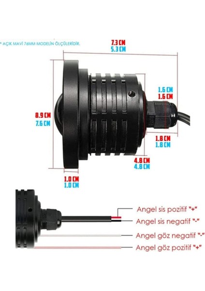 Peugeot Boxer Uyumlu, Universal Mercekli LED Angel Sis Farı, 76MM Turuncu Renk modelleri