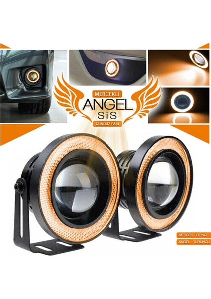Universal Mercekli LED Angel Sis Farı, 76MM Turuncu
