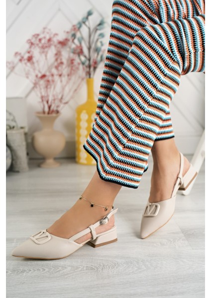 Suins Della Kadın Kısa Topuklu Ayakkabı V Tokalı Ayakkabı