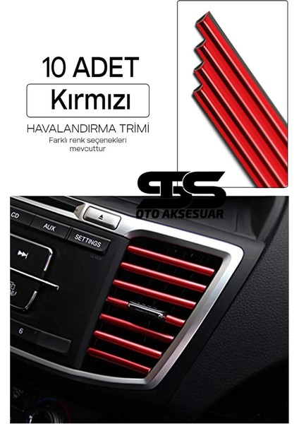Fruens Araç Içi Klima Havalandırma Izgarası Kırmızı Trim Seti Film Şerit Havalandırma Izgarası Kırmızı Trim Şerit