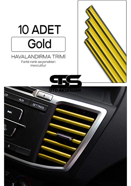 Fruens Araç Içi Klima Havalandırma Izgarası Gold Trim Seti Film Şerit Havalandırma Izgarası Gold Trim Şerit