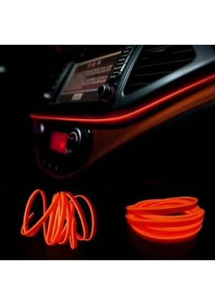 Araç Araba Içi Torpido Ledi Renkli Ip Neon LED 2 Metre Turuncu Neon