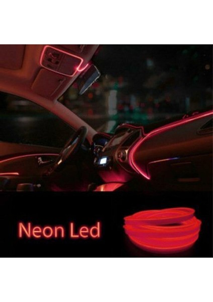 Araç Araba Içi Torpido Ledi Renkli Ip Neon Ip LED 2 Metre Kırmızı Neon