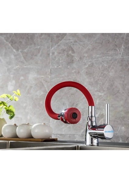 Kca Kırmızı Oynar 2 Fonksiyonlu Borulu Mutfak Eviye Bataryası Musluğu modelleri