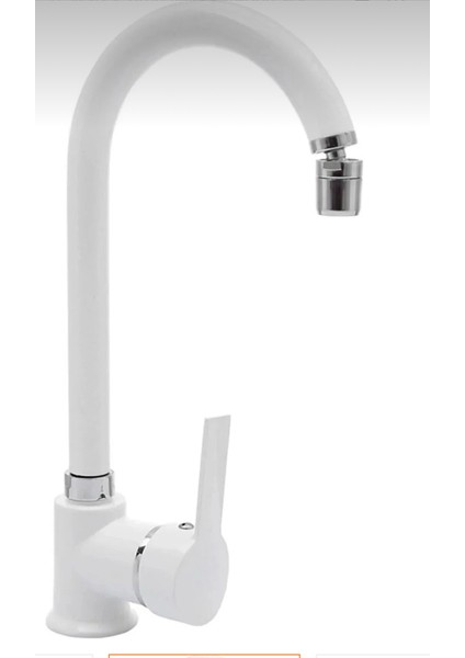 Kca Beyaz Krom Oynar Başlıklı Mutfak Eviye Bataryası Musluğu fırsatları