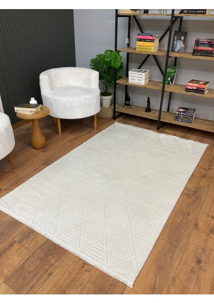 Şönil Pamuk Dokuma Tüylü Kabartmalı Zincir Modern Salon Koridor Mutfak Yolluk Halı Kilim Krem fiyatları