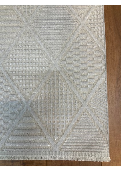 Şönil Pamuk Dokuma Tüylü Kabartmalı Zincir Modern Salon Koridor Mutfak Yolluk Halı Kilim Krem modelleri