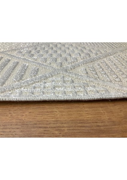 Şönil Pamuk Dokuma Tüylü Kabartmalı Zincir Modern Salon Koridor Mutfak Yolluk Halı Kilim Krem indirimleri