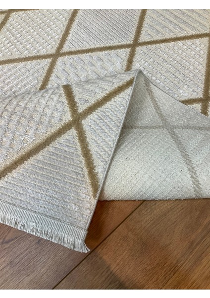 Şönil Pamuk Dokuma Tüylü Kabartmalı Zincir Modern Salon Koridor Mutfak Yolluk Halı Kilim Bej indirimleri