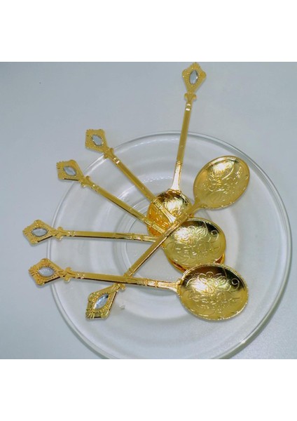Osmanlı Motifli Retro Dizayn Gold Çay Kaşığı 6'lı