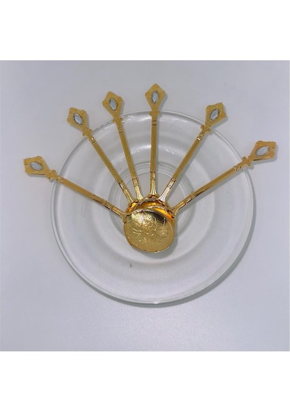 Osmanlı Motifli Retro Dizayn Gold Çay Kaşığı 6'lı