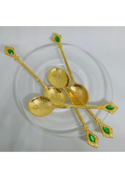 Osmanlı Motifli Retro Dizayn Gold Çay Kaşığı 6'lı Yeşiltaş modelleri