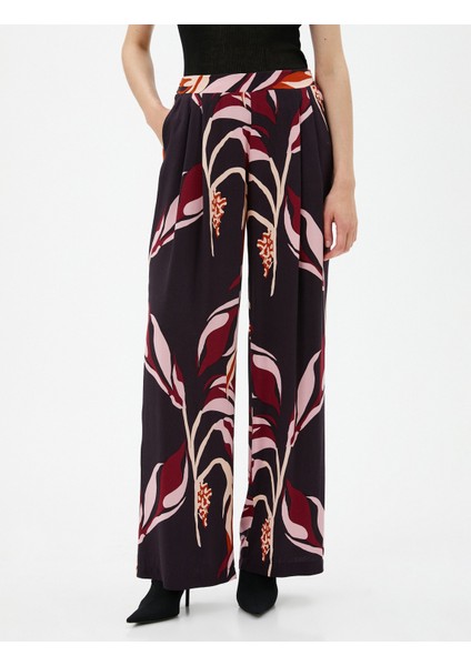 Bol Paça Desenli Normal Bel Pantolon modelleri