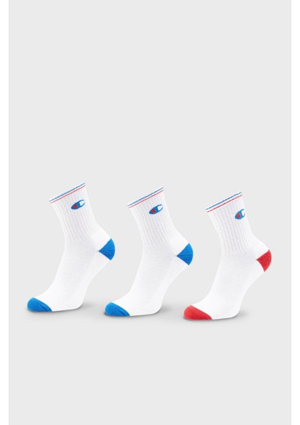 Logolu Pamuklu 3 Pack Çorap Unisex Çorap U20013 Wht/wht/wht WW001