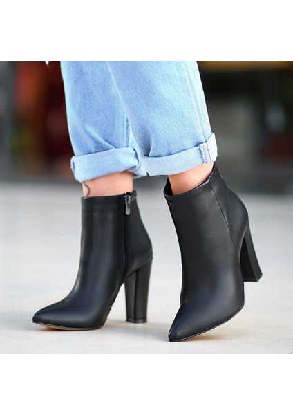 Yandan Fermuarlı Topuklu Bot Cilt Siyah Topuk Boyu 10 cm indirimleri