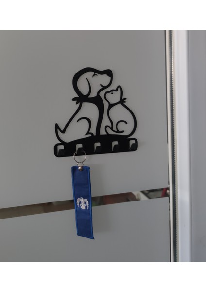 ( Dog And Cat ) Metal Duvar Anahtar Askılığı - Dekor Banyo Askılık Anahtarlık.
