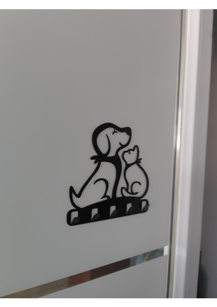 ( Dog And Cat ) Metal Duvar Anahtar Askılığı - Dekor Banyo Askılık Anahtarlık.