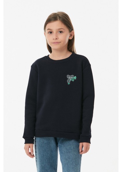 Koala Nakışlı Bisiklet Yaka Unisex Çocuk Sweatshirt