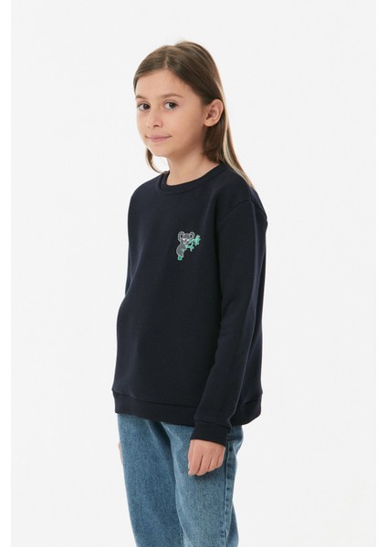 Koala Nakışlı Bisiklet Yaka Unisex Çocuk Sweatshirt