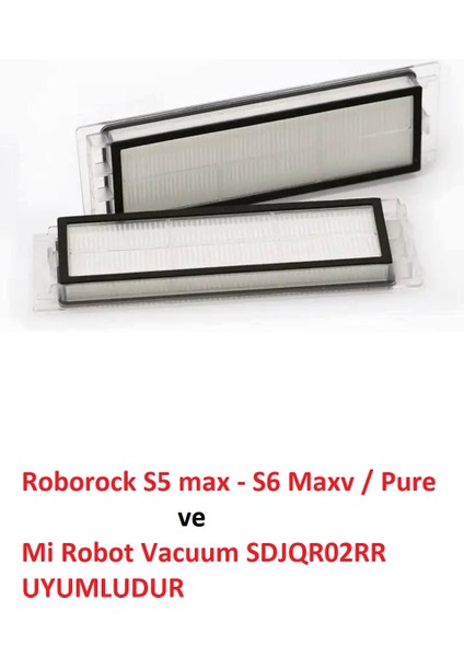 Mi Robot SDJQR02RR ve Roborock S5 Maxs6 Maxv Uyumlu 2 Adet Hepa Filtre