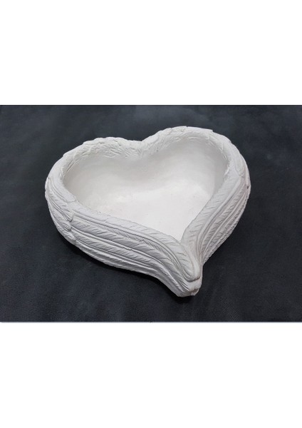 El Yapımı Tasarım, Ham Boyasız, 24CM Kalp Kanat Alçı Saksı