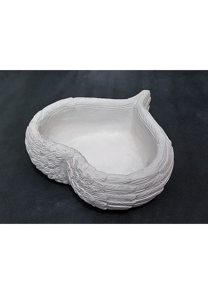 El Yapımı Tasarım, Ham Boyasız, 24CM Kalp Kanat Alçı Saksı