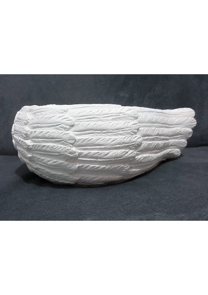 El Yapımı Tasarım, Ham Boyasız, 24CM Kalp Kanat Alçı Saksı