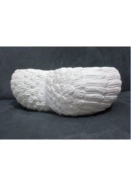 El Yapımı Tasarım, Ham Boyasız, 24CM Kalp Kanat Alçı Saksı
