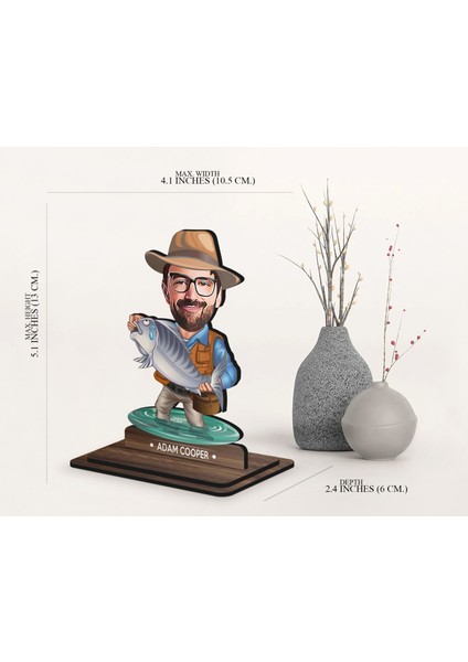 Kişiye Özel Balıkçı Karikatürlü Ahşap Biblo-9 , Arkadaşa Hediye , Sevgiliye Hediye, Kişiye Özel Biblolar fırsatları