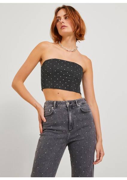 Taşlı Siyah Kadın Büstiyer Jxkyla Short Corset Top Jrs fiyatları