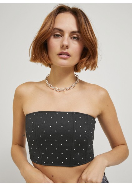 Taşlı Siyah Kadın Büstiyer Jxkyla Short Corset Top Jrs fırsatları