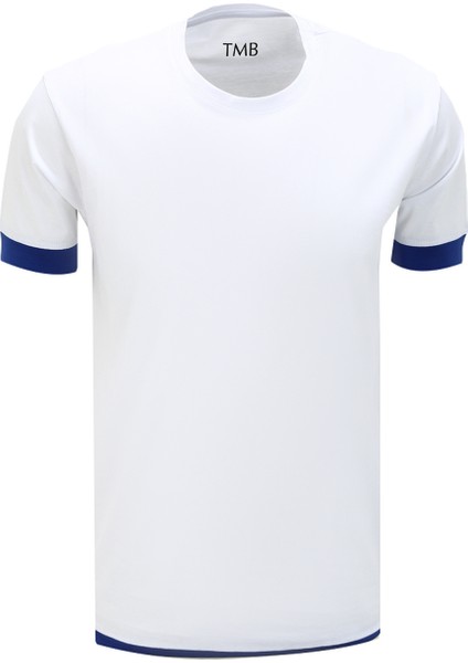 Bisiklet Yaka Gri - Mavi Erkek T-Shirt 62079190