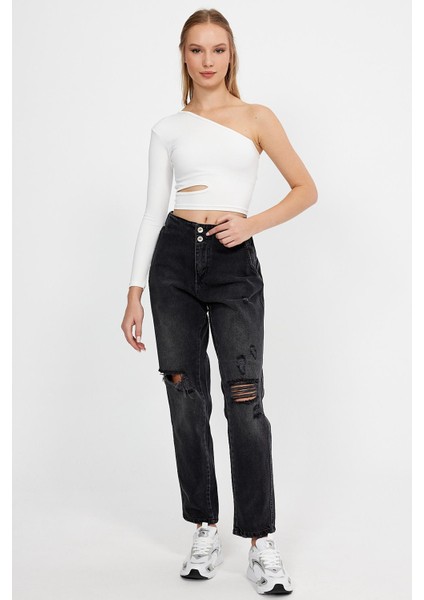 Özel Koleksiyon Yüksek Bel Culotte Jean Pantolon (Ag-1008)
